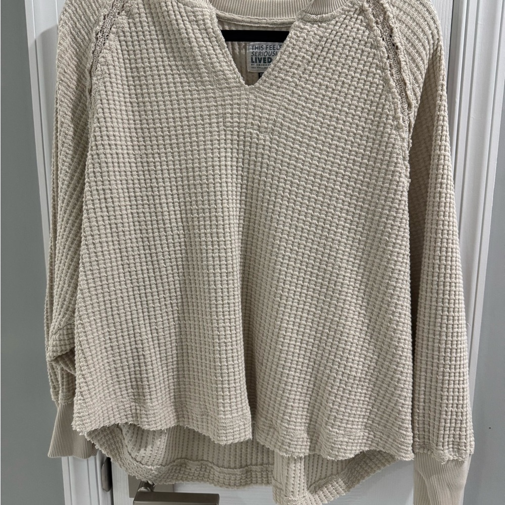 American Eagle Outfitters Beige Textured Sweater